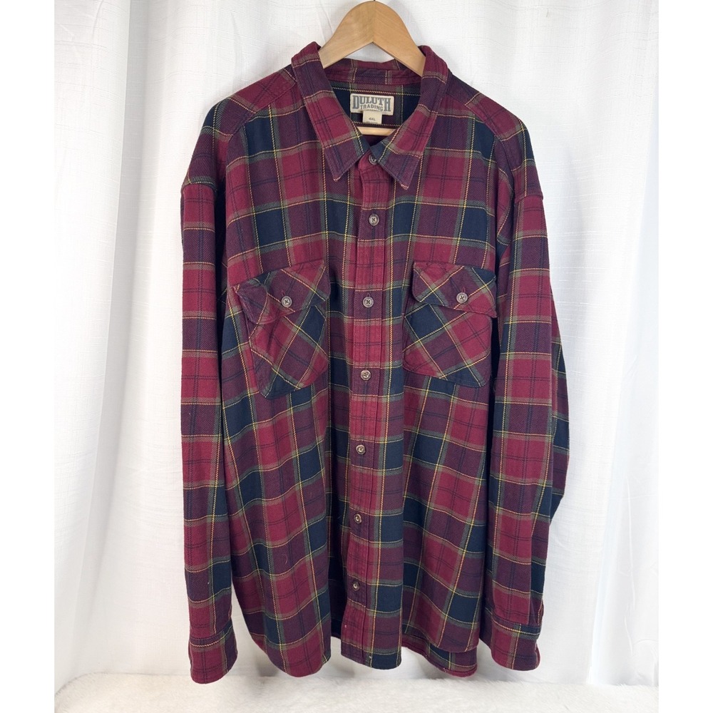 Duluth Trading Shirt Mens 4XL Heavy Flannel Plaid Button Front Workwear Outdoor